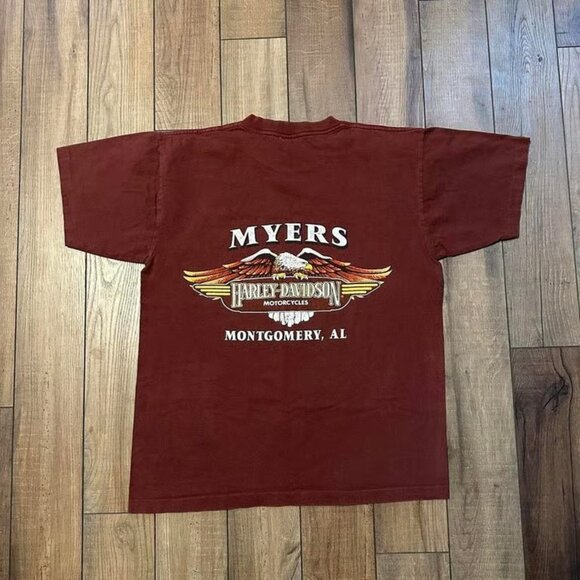 Vintage 90s Harley Davidson Montgomery Alabama burnt orange burgundy tee large
